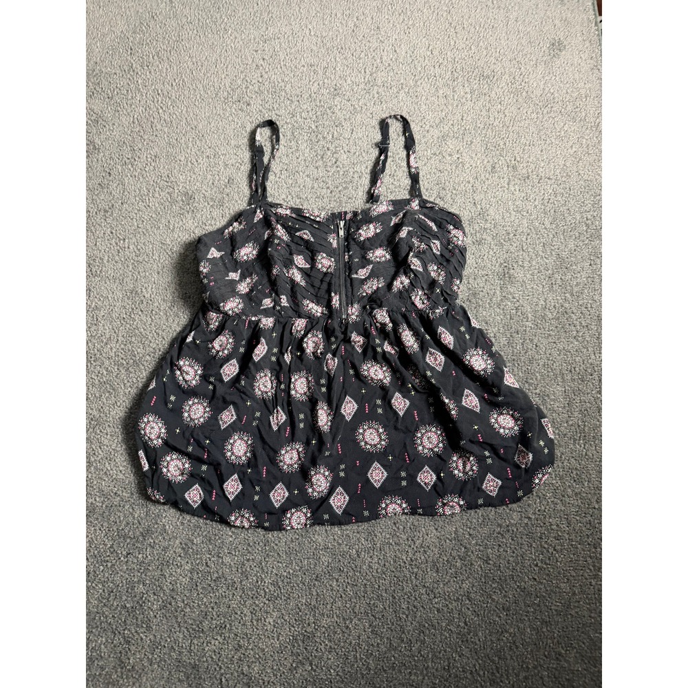 Torrid Black Pink Medallion Print Zipper Babydoll Cami Top Plus Size 00